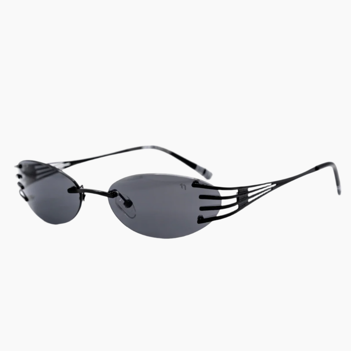 Sunglasses with black frame and gray lenses
