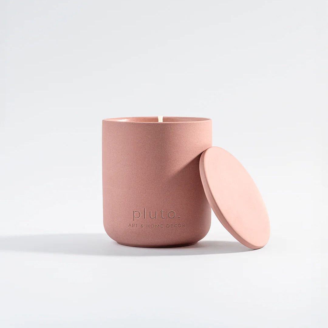 Pink candle with lid