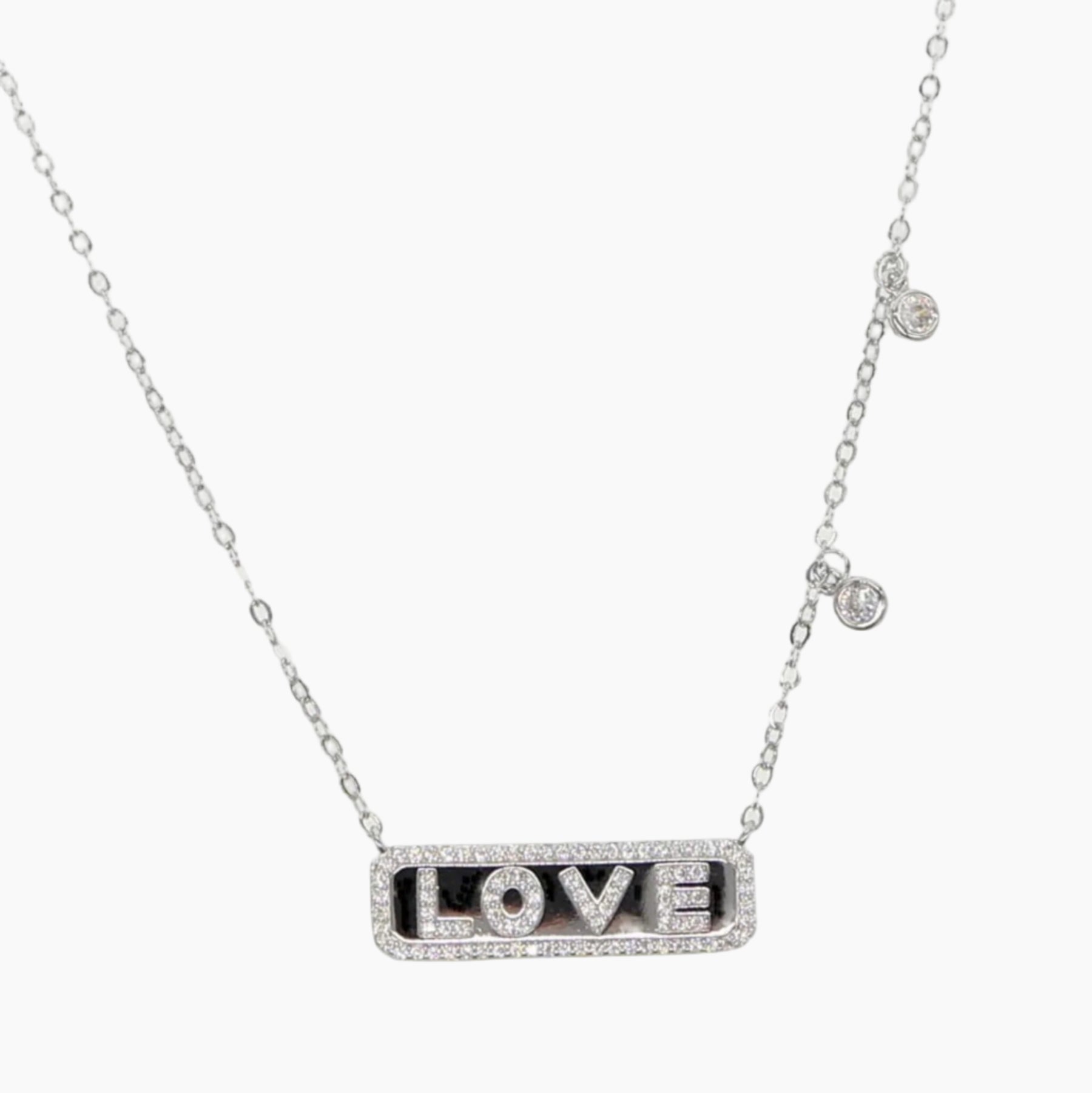 Necklace love white stones