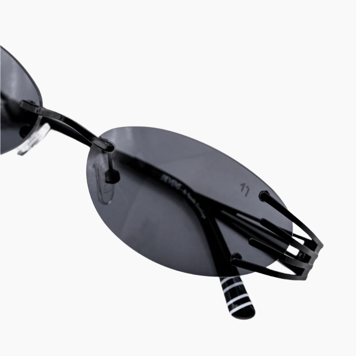 Black sunglasses with a unique design