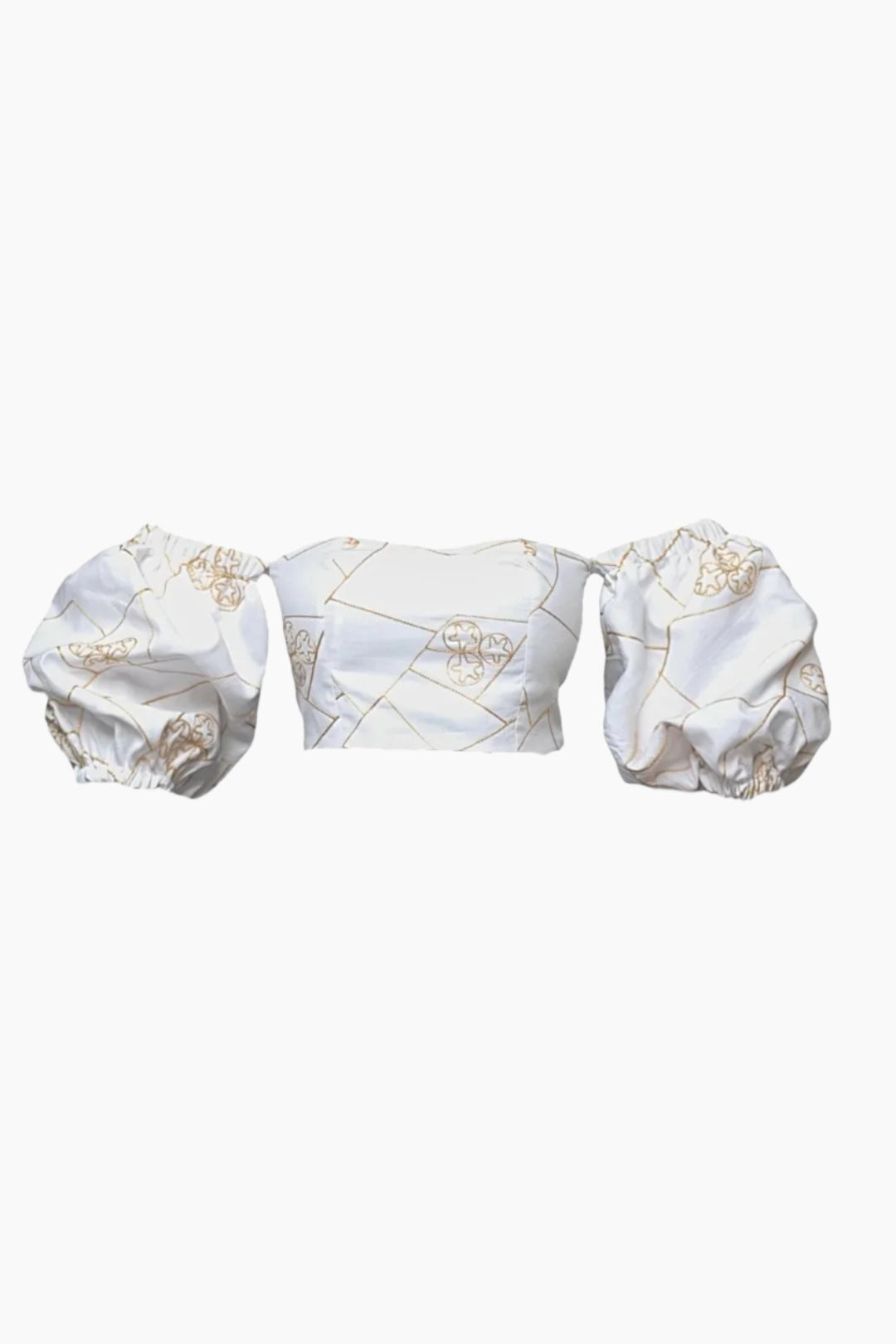 White crop top with geometric pattern