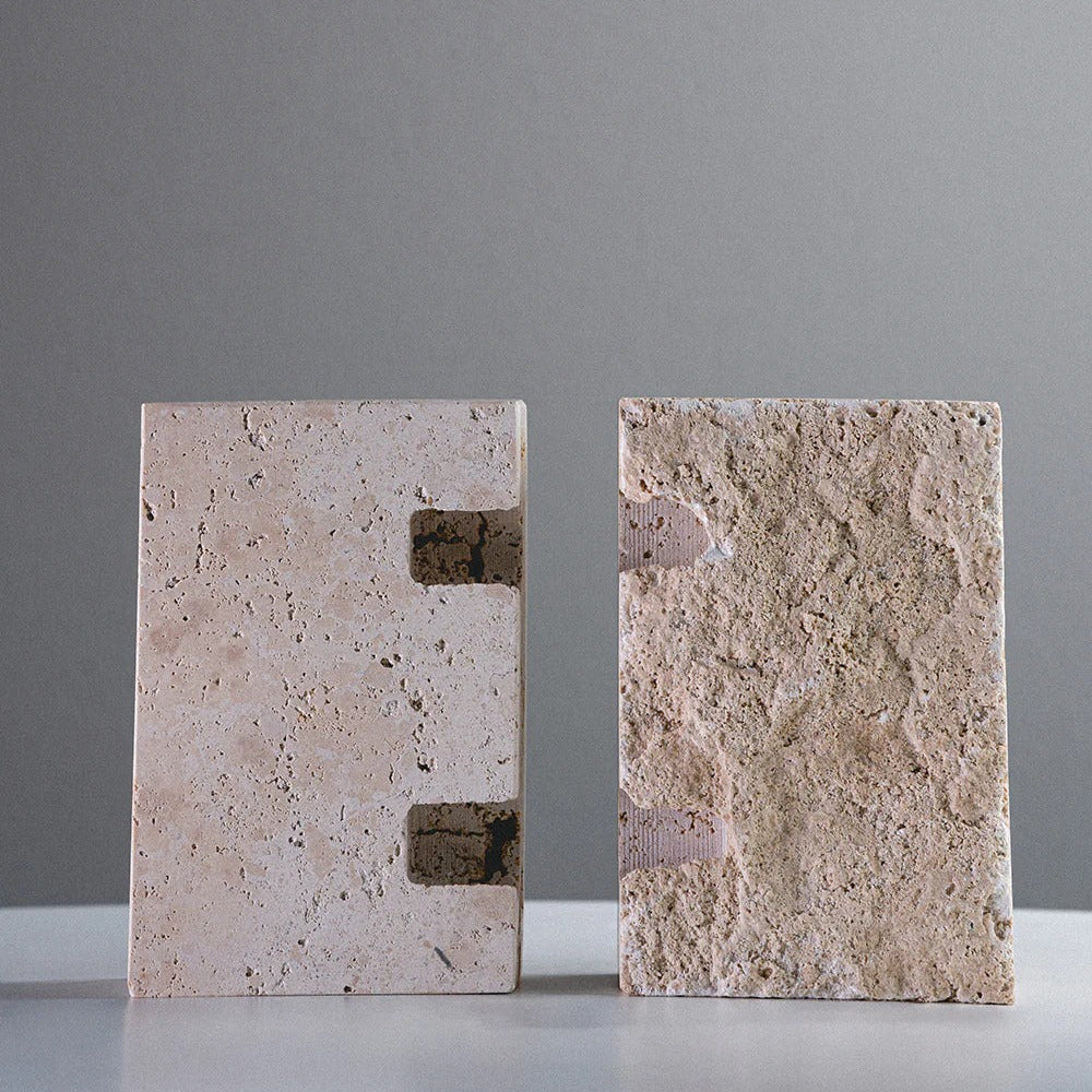 Two stone blocks with different textures