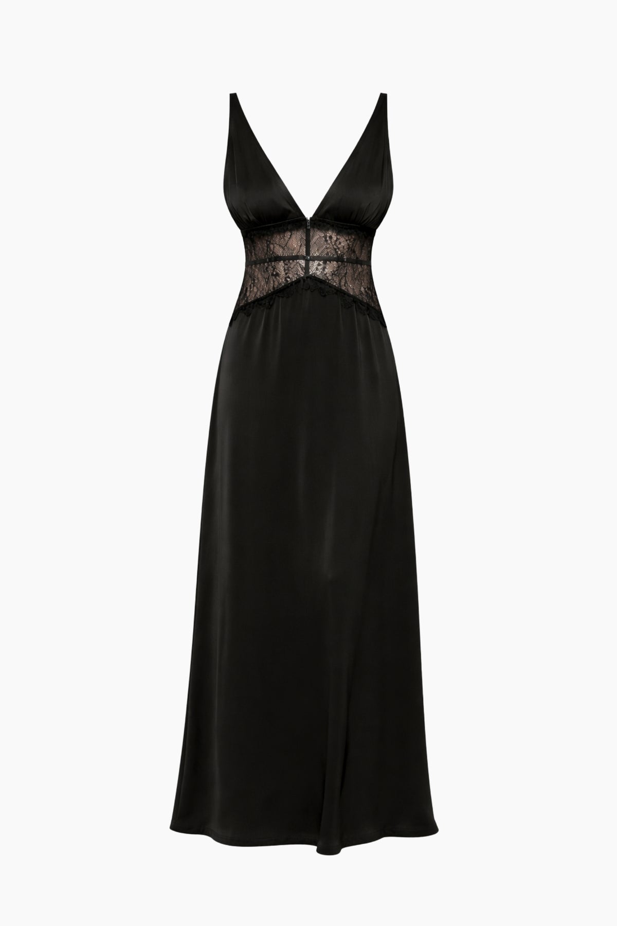 Black evening gown with lace detailing