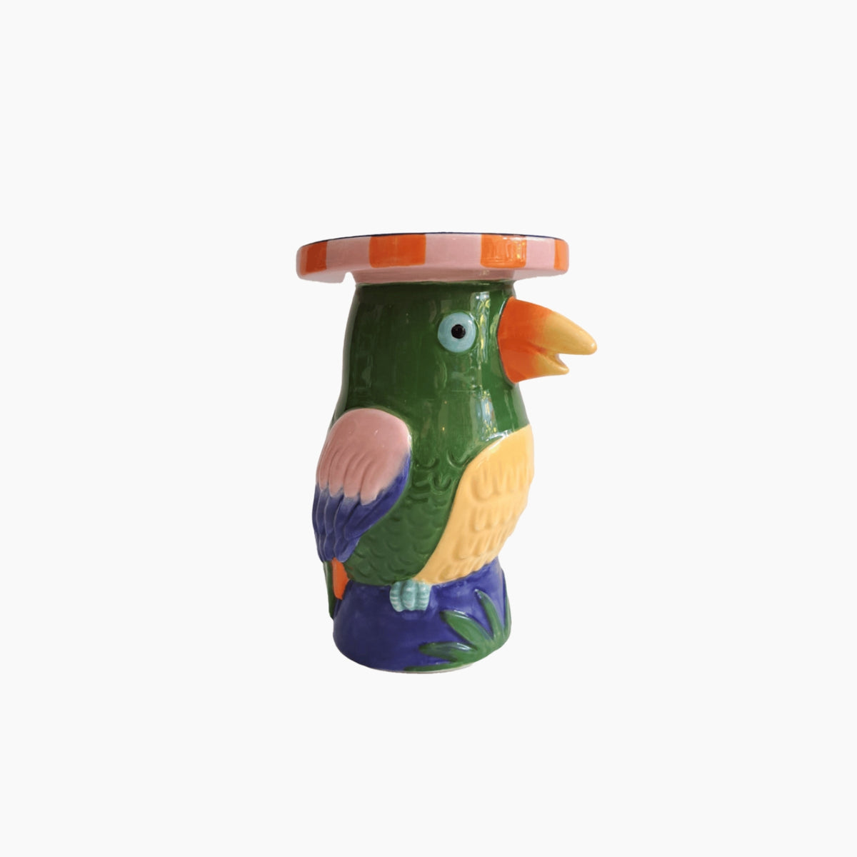 Colorful parrot-shaped stool