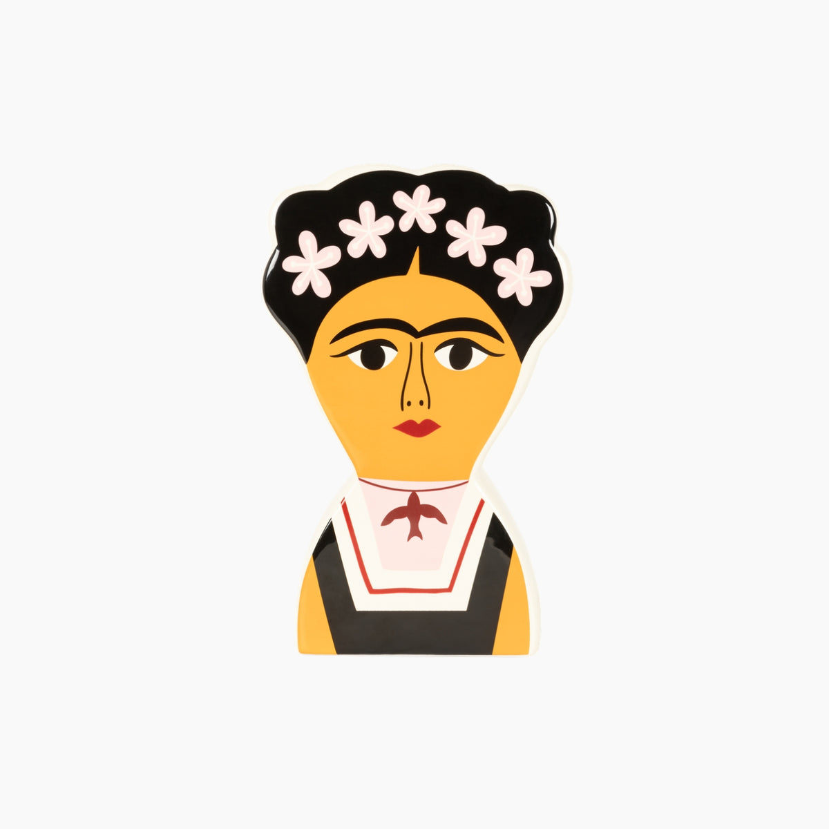 Illustration of a stylized face with flowers in hair