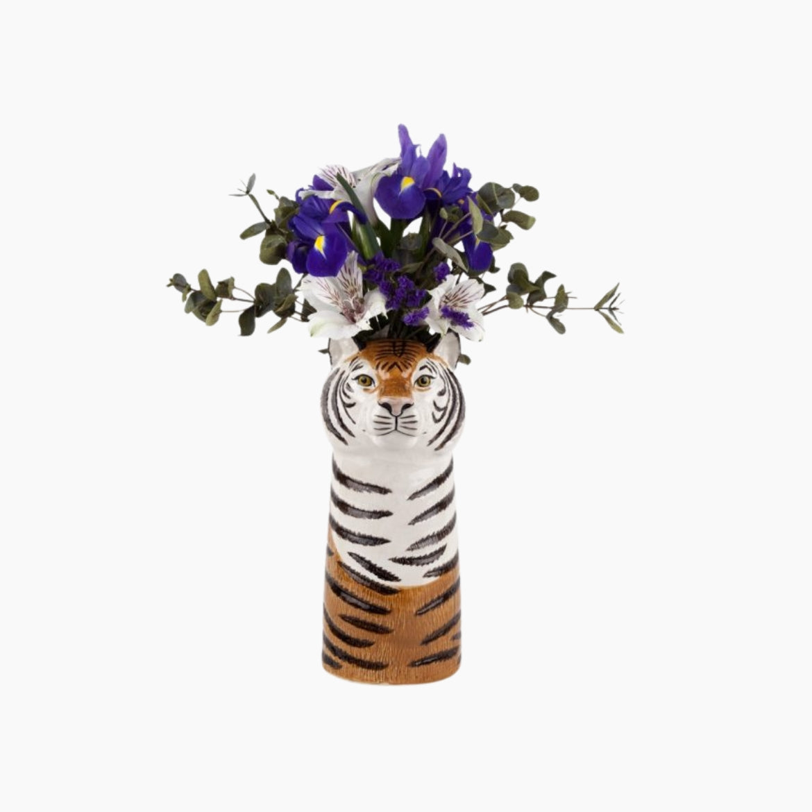 Tiger-shaped vase with flowers