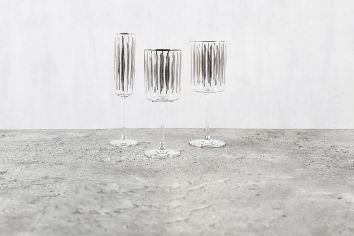 S/6 WINE GLASSES WITH PLATINIUM DESIGN - FLTRD UAE