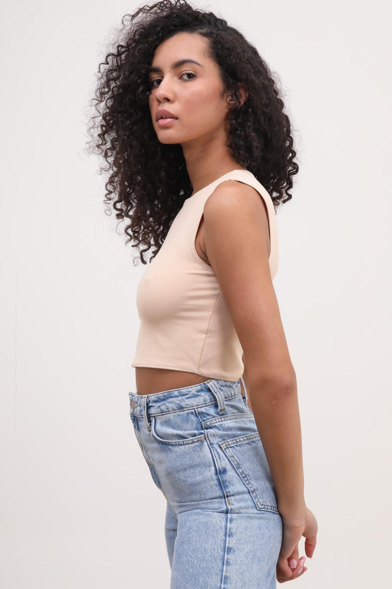 Crop Fitted Round Neck Tank Top