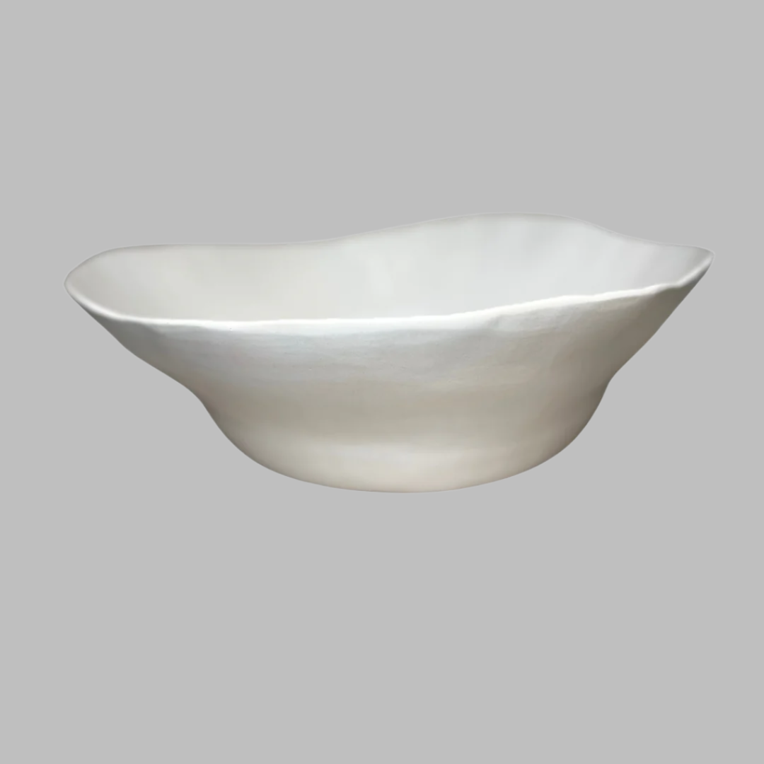 Large Deep Round Satin White Bowl- CHLOE 014