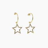 Earrings gold round w/stars