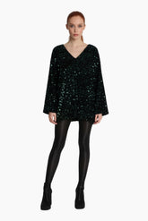 Velvet Sequin Shirt Dress