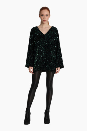Velvet Sequin Shirt Dress
