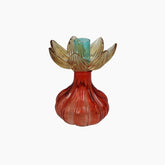 Candle Stick Flowers Glass Multi 11x11x13.5cm