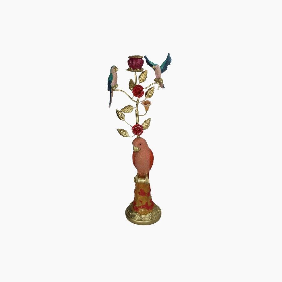 Candle Stick Birds Polyresin Multi 20x13x57.5cm