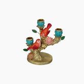 Candle Stick Birds Polyresin Multi 21x11.5x20cm