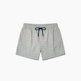 Patterned shorts with a drawstring on a white background