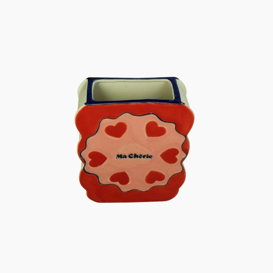 Vase Hearts Stoneware Multi 17.2x7.6x20.5cm