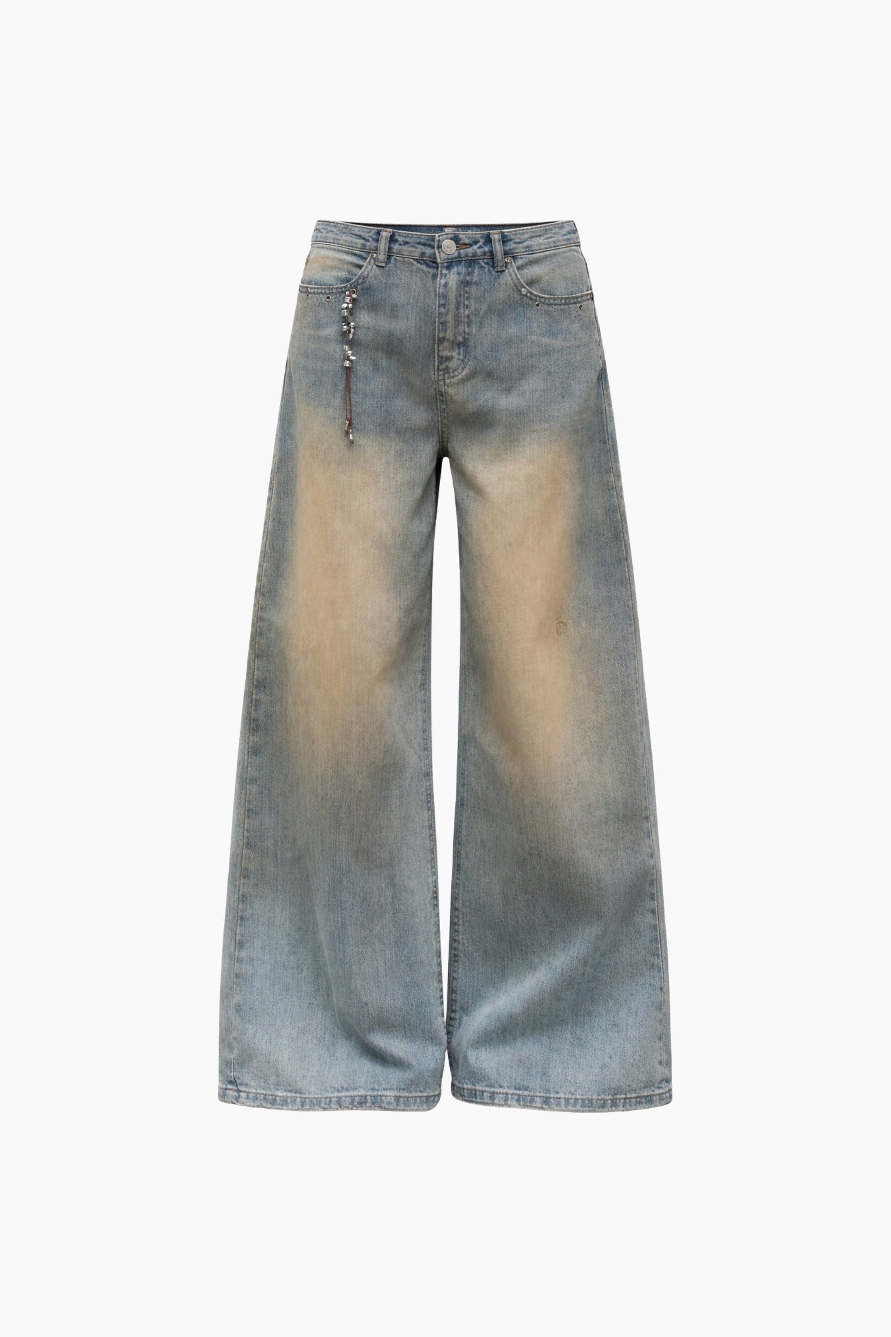Light blue jeans on a white background