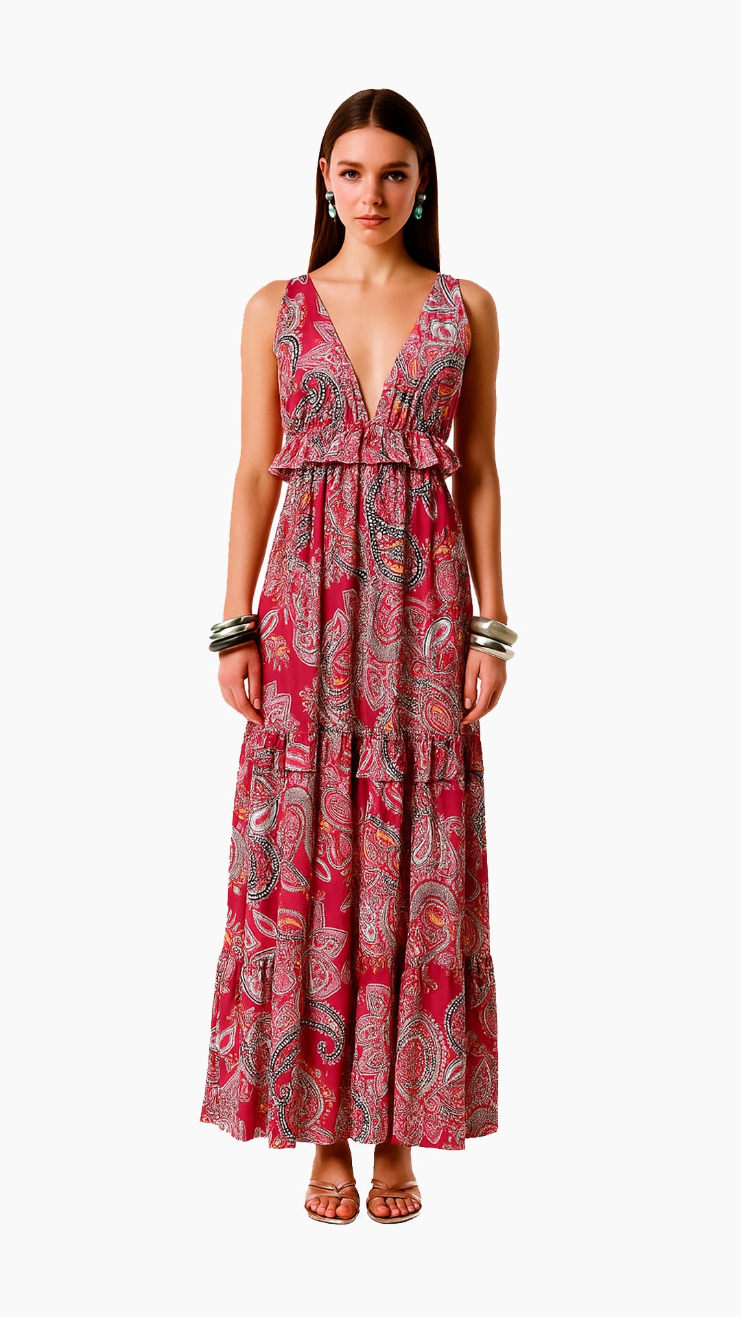 Cross Back Dress with Frills