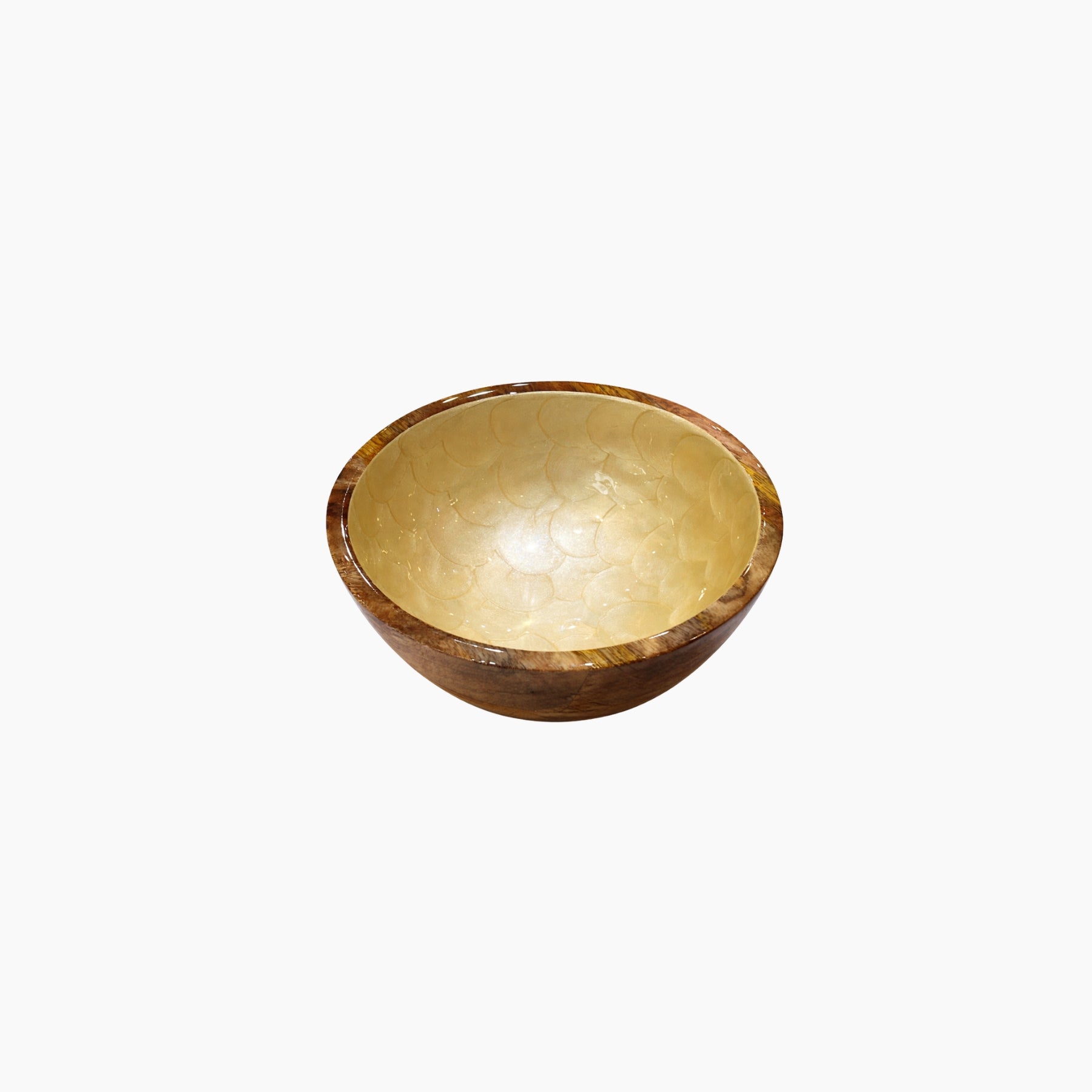 Wooden bowl on a white background