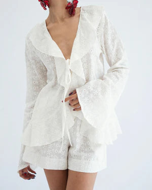 Broderie frill blouse