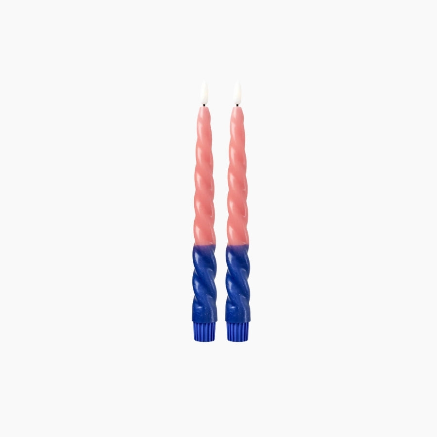 Twisted LED Candle in Navy Blue and Cute Coral - 2 x AAA Battery (not incl.) - 2- pack