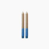 Twisted LED Candle in Sand and Dove Blue - 2 x AAA Battery (not incl.) - 2-pack
