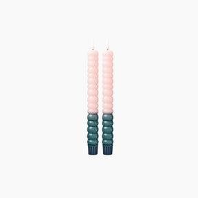 Twisted LED Candle in Green and Soft Pink - 2 x AAA Battery (not incl.) - 2-pack