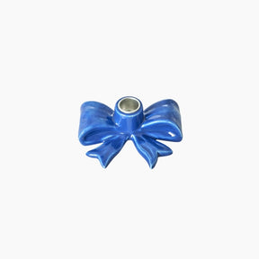 Ceramic Candle Holder in Bow Shape - Blue - Small