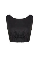 Black crop top on a white background