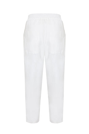 White pants on a white background