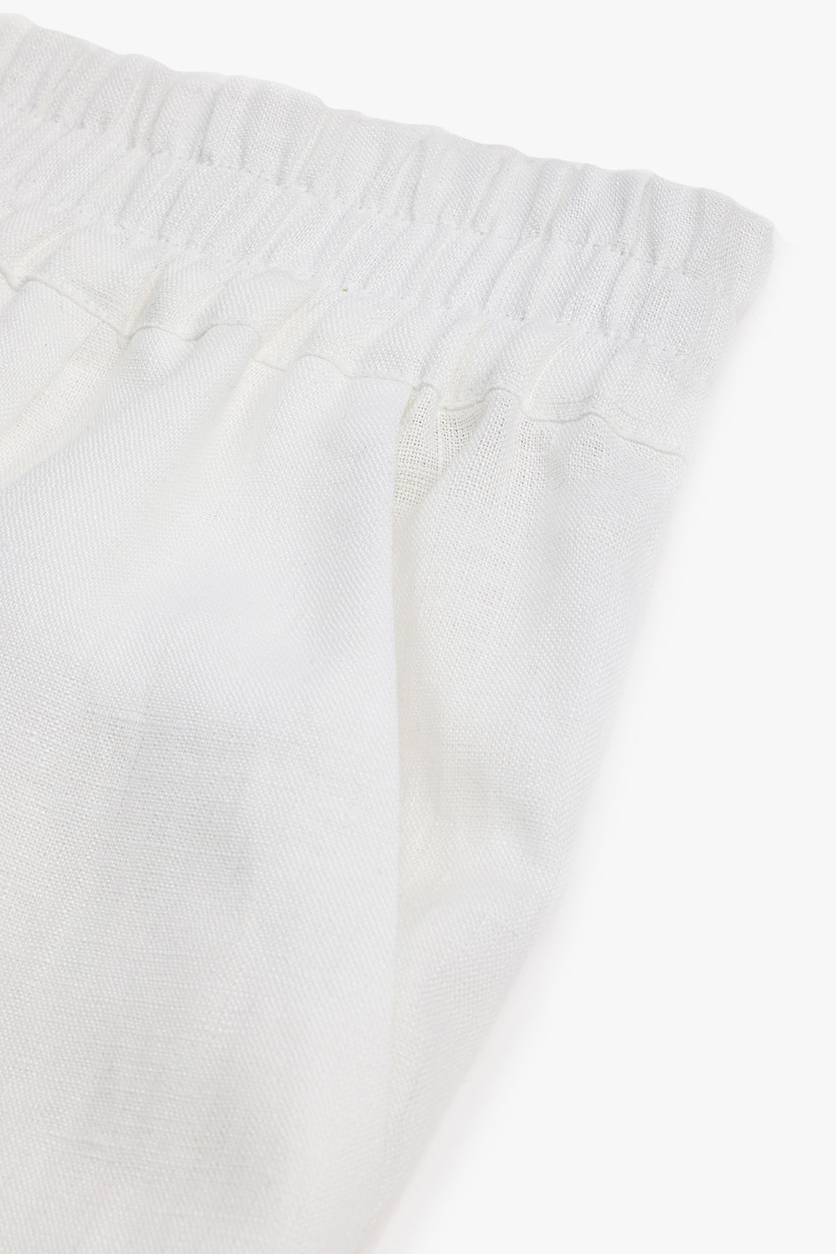 Close-up of white fabric with a subtle texture on a white background