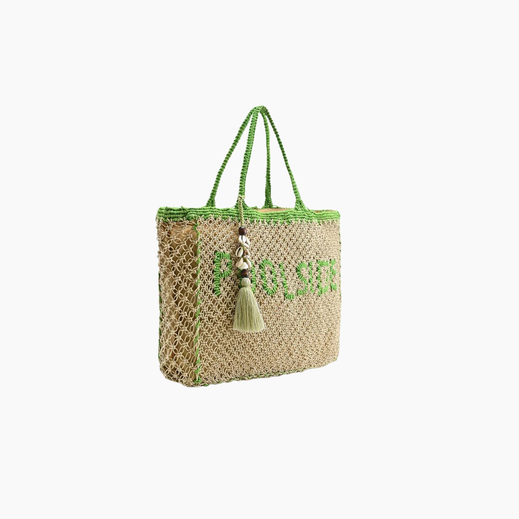 Poolside' Jutemacrame Totein Beige& Green