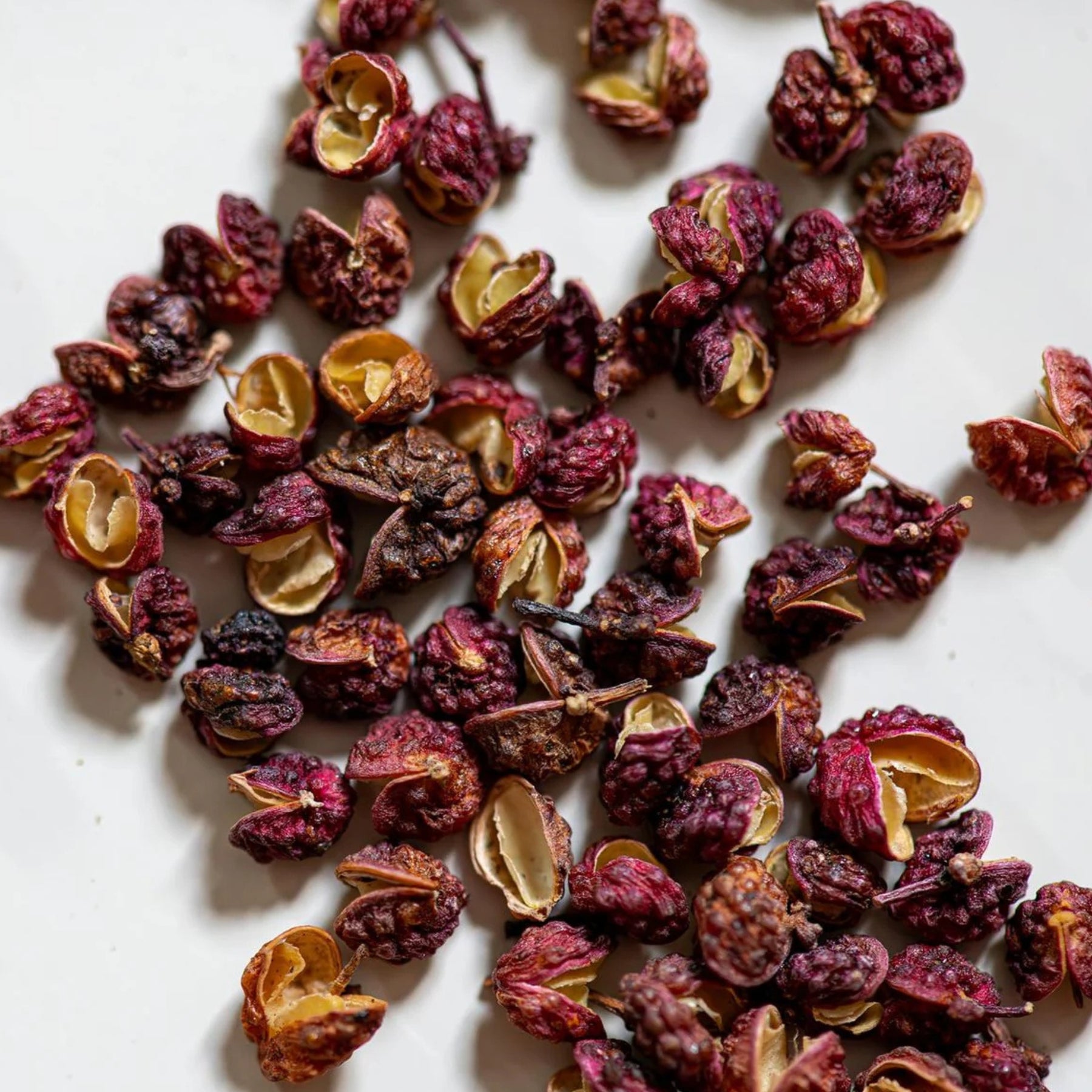 Spices on a white surface