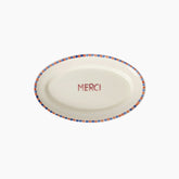 Ceramic Serving Platter with Hand-painted MERCI - Medium