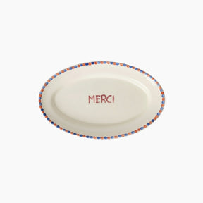 Ceramic Serving Platter with Hand-painted MERCI - Medium