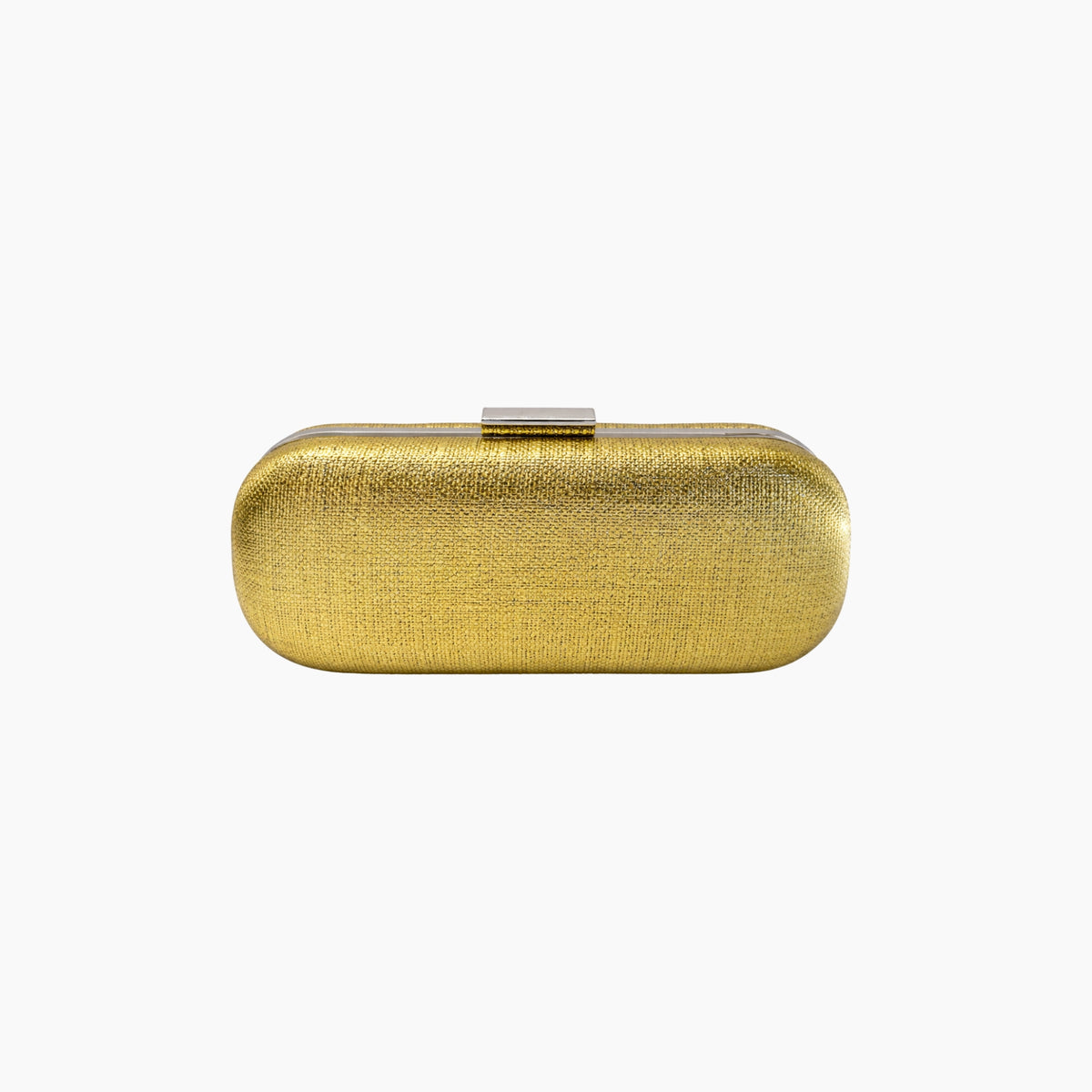 Gold clutch bag on a white background