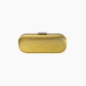 Gold clutch bag on a white background