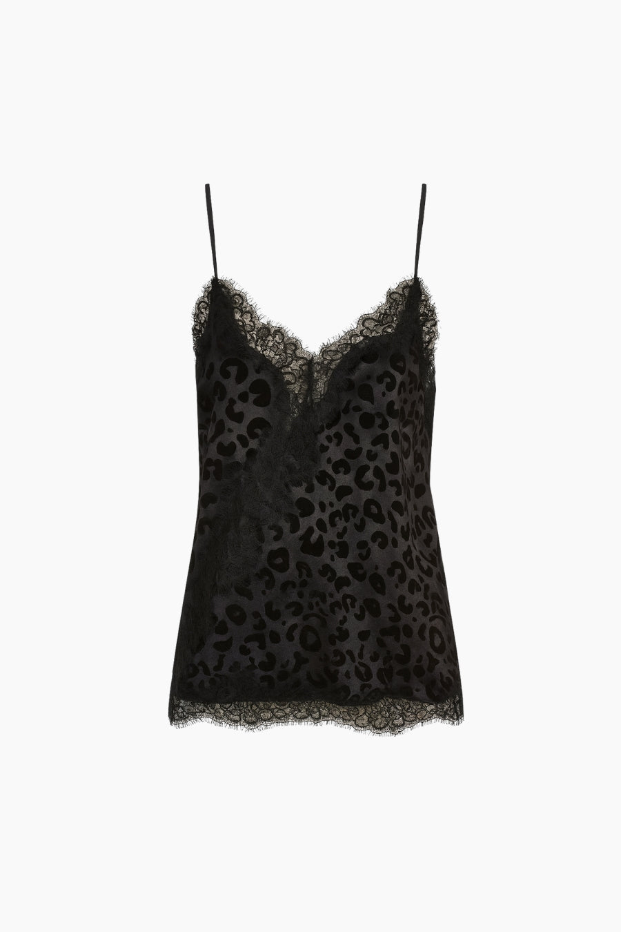 Black lace camisole with leopard print 