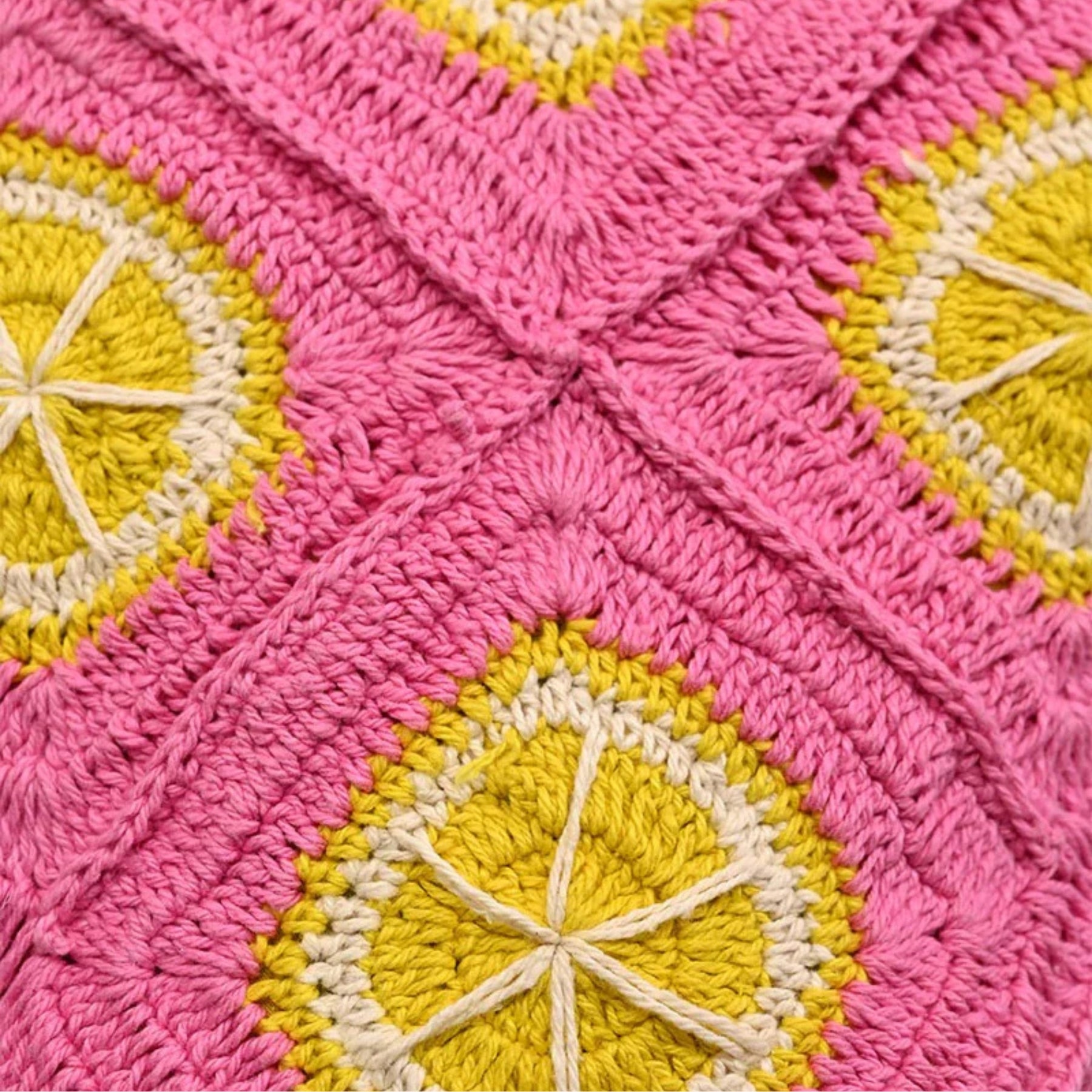 Lime Crochet Beach Tote (Pink Yellow)