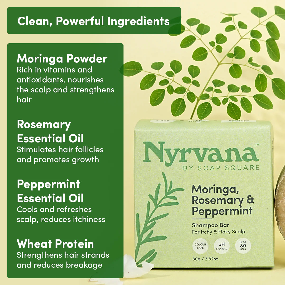 Moringa, Rosemary & Peppermint Shampoo Bar