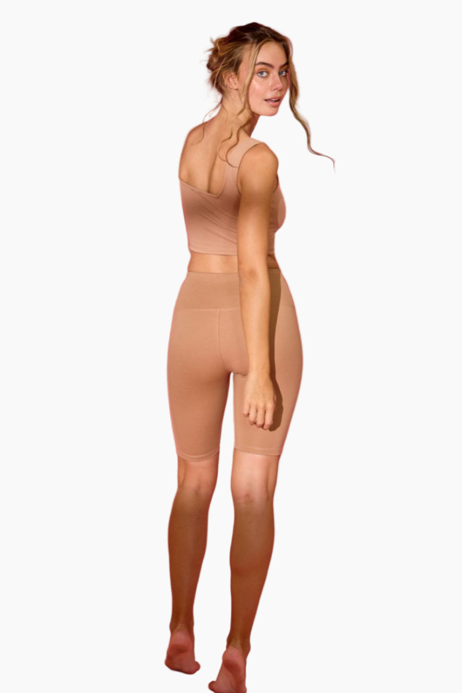Woman wearing beige shapewear 