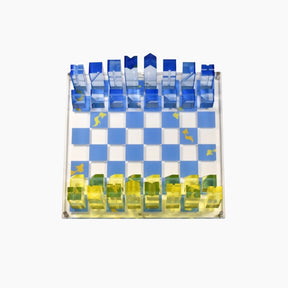 Acrylic Chess Board - Koi Pond Blue