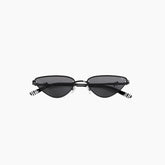 Black cat-eye sunglasses with striped arms 