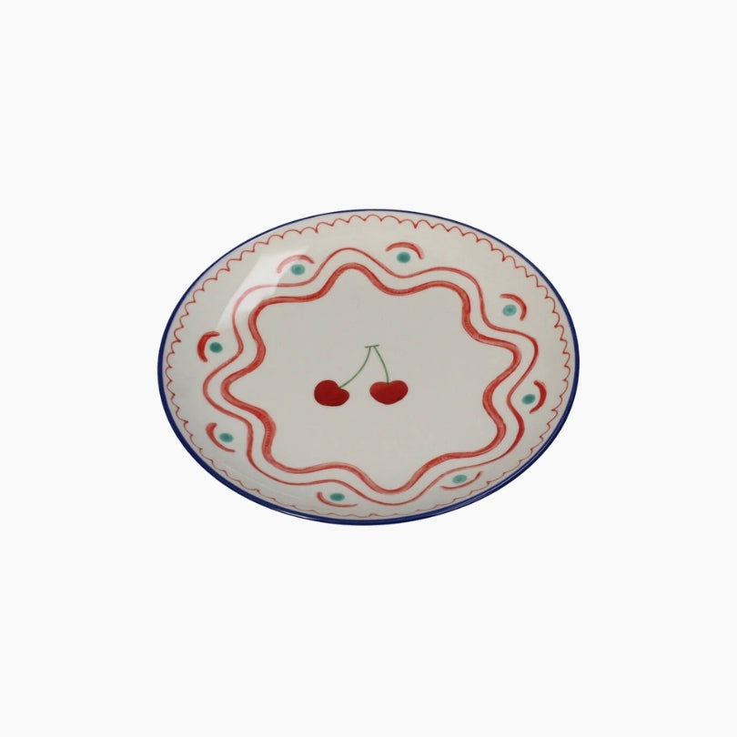 Plate Cherry Stoneware Multi 21x21x2.3cm