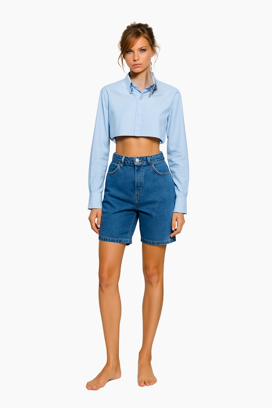 Blue Bubble Crop Shirt
