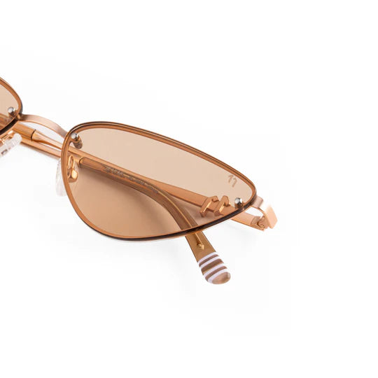 Sunglasses with gold frame and brown lenses 