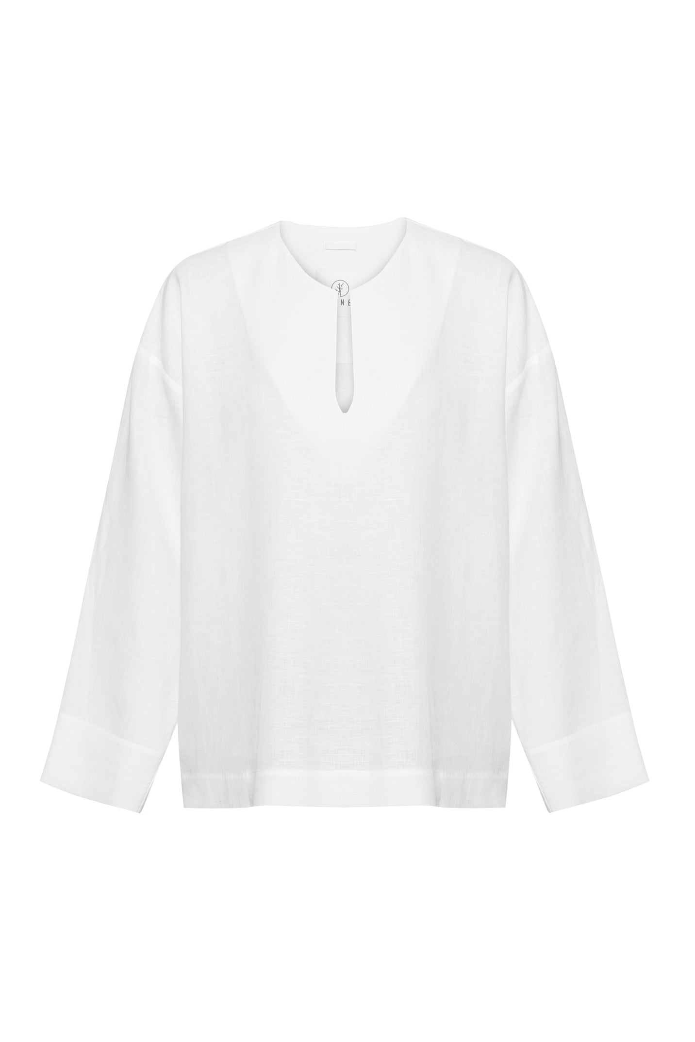 White blouse with a zipper on a white background