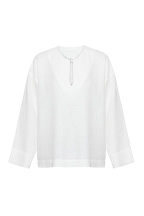White blouse with a zipper on a white background