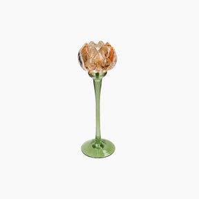 KAL-4211 Candle Holder Flower Glass Orange 8x8x25cm
